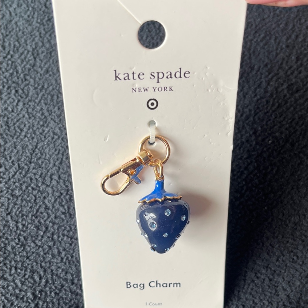 NWT Kate Spade Blue Strawberry Bag Charm Keychain